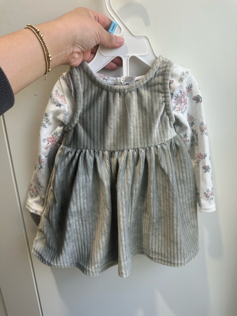 Baby Essentials Corduroy Dress with Floral Long-Sleeve Top - Picture 7 of 9